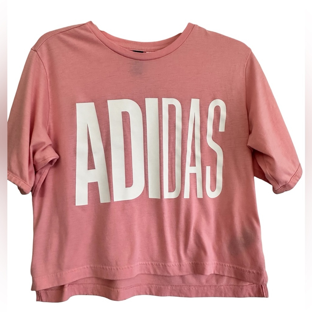 Adidas Pink Tee with White Logo Size M